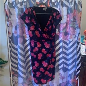 Lindy bop sz12us flower faux wrap wiggle dress